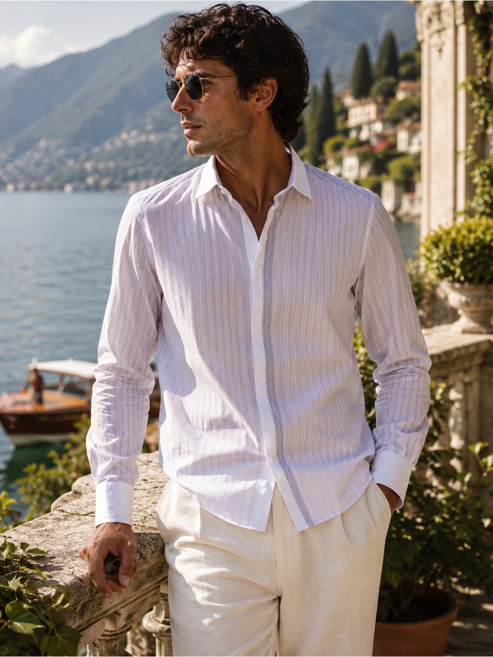 Dolce & Gabbana D&G Slim Fit Dress Shirt Tagged 54 Fits Lrg White Contrast Cuffs